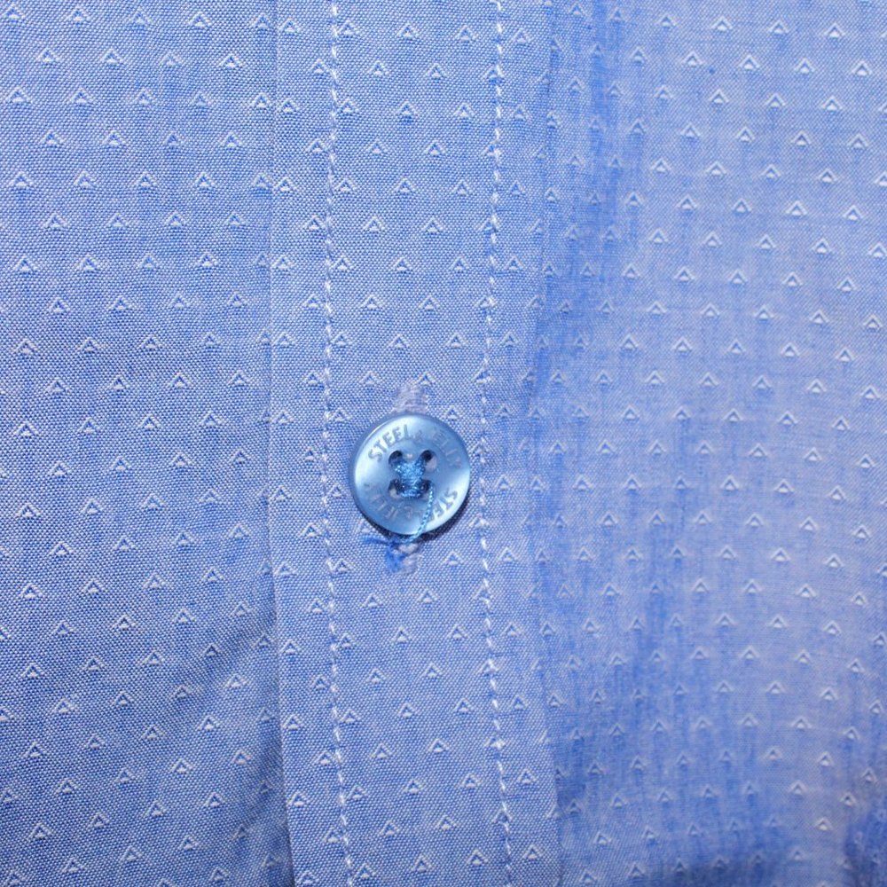 Steel & Jelly London Mens XL Flip Cuff Blue Long Sleeve Casual Dress Shirt - Picture 4 of 9